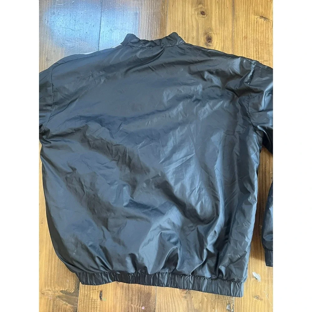 Adidas Mens Black 3-Stripe Full Zip Windbreaker Jacket Large Mock Neck Athletic
